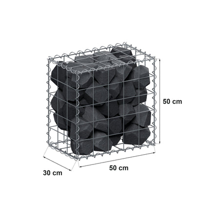 Gabion 50 cm x 50 cm x 30 cm (L x H x D), maskstorlek 10 cm x 10 cm, spiral