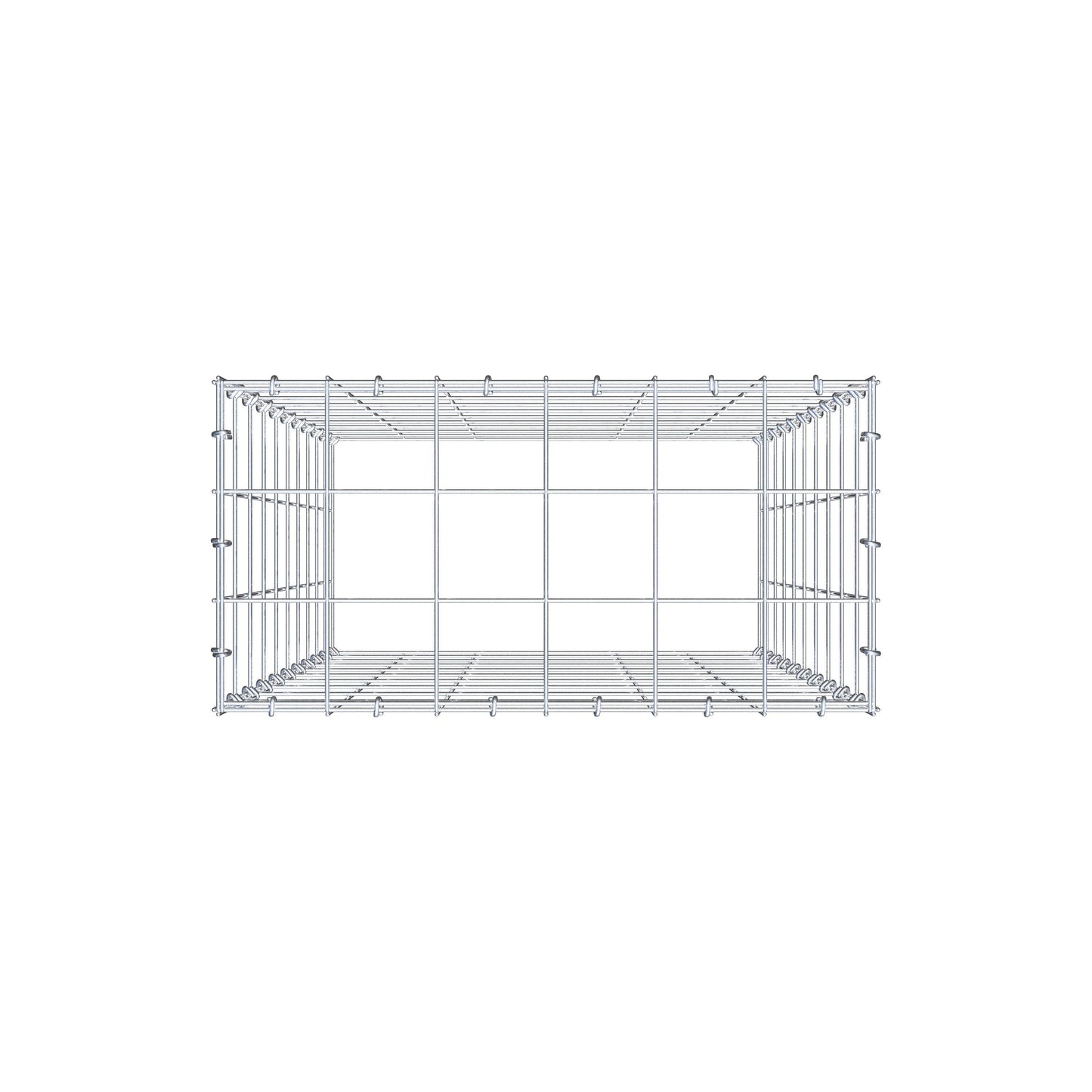 Typ 3 påbyggnadsgabion 100 cm x 60 cm x 30 cm (L x H x D), maskstorlek 10 cm x 10 cm, C-ring