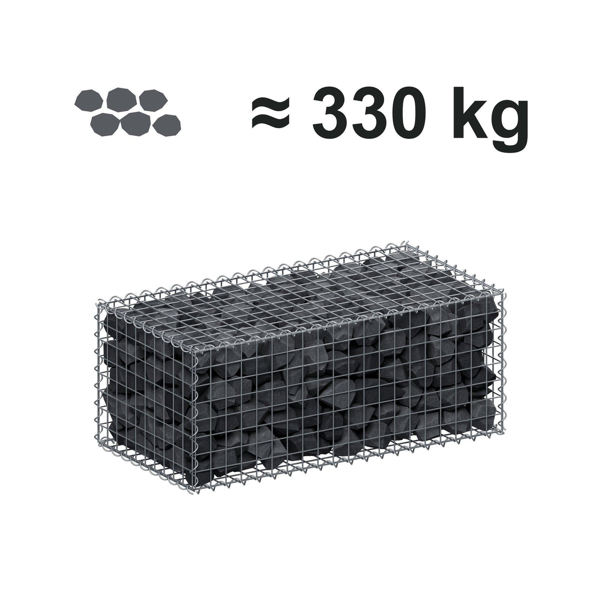 Schanskorf 100 cm x 40 cm x 50 cm (L x H x D), maaswijdte 5 cm x 5 cm, spiraalvormig