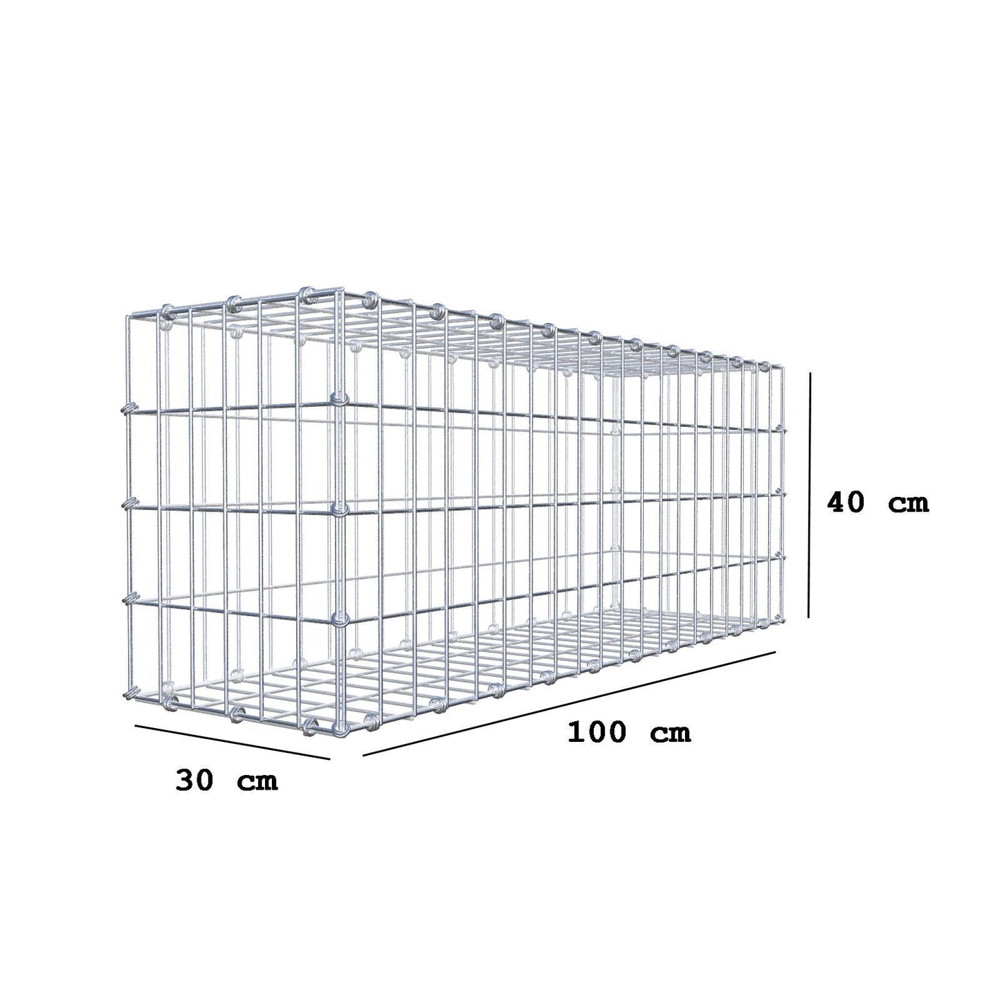 Gabion 100 cm x 40 cm x 30 cm (L x H x D), maskstorlek 5 x 10 cm, spiralring