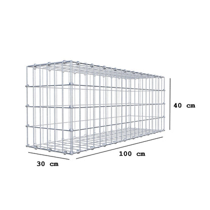 Gabion 100 cm x 40 cm x 30 cm (L x H x D), maskstorlek 5 x 10 cm, spiralring