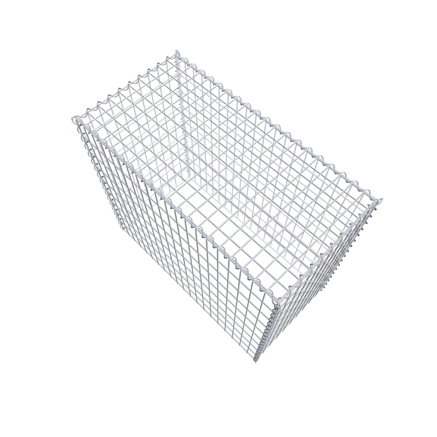 Opbouw schanskorf type 3 100 cm x 90 cm x 50 cm (L x H x D), maaswijdte 5 cm x 10 cm, spiraalvormig