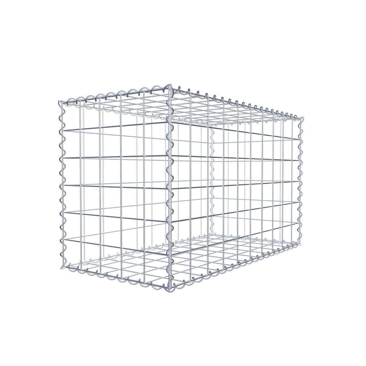 Gabião 100 cm x 60 cm x 50 cm (C x A x P), malhagem 10 cm x 10 cm, espiral