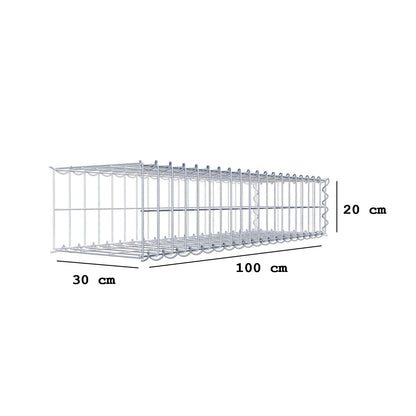 Gavión complementario tipo 2 100 cm x 20 cm x 30 cm (L x A x P), malla 5 cm x 10 cm, espiral