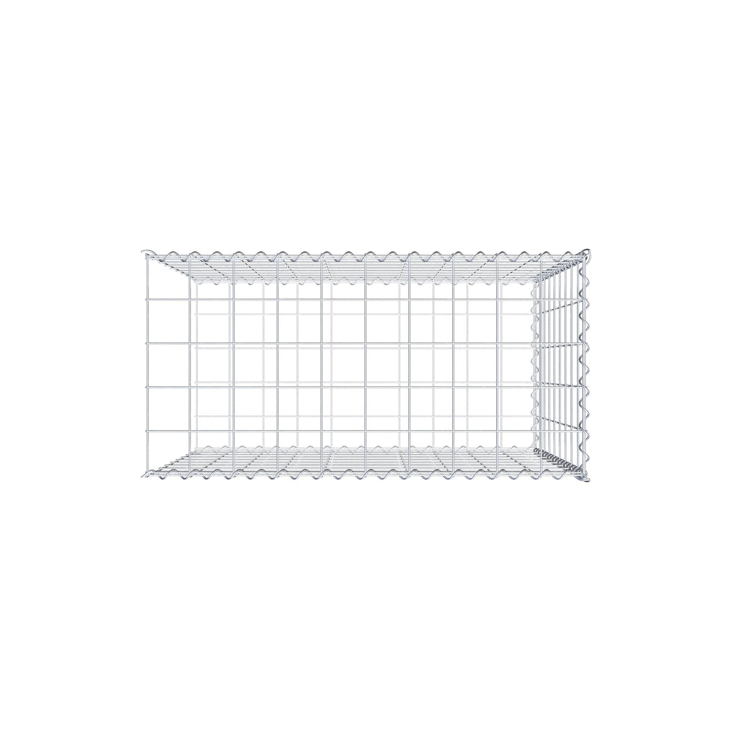 Opvokset gabion type 2 100 cm x 90 cm x 50 cm (L x H x D), maskestørrelse 10 cm x 10 cm, spiral