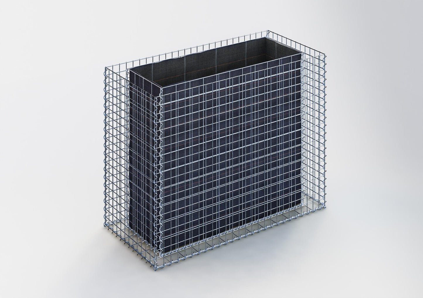 Högbädd, fyrkantig 130 cm x 100 cm x 60 cm (L x H x D), maskstorlek 5 x 5 cm, väggtjocklek 10 cm