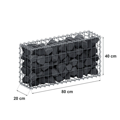 Gabion 80 cm x 40 cm x 20 cm (L x H x D), maskstorlek 5 cm x 10 cm, spiral