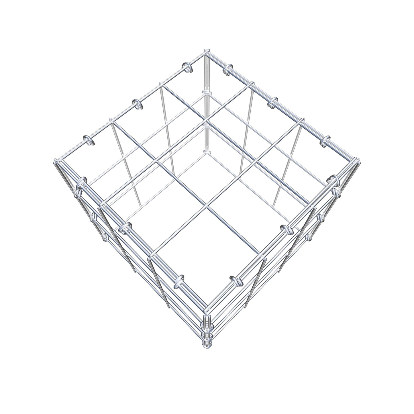 Opbouw schanskorf type 3 30 cm x 30 cm x 30 cm (L x H x D), maaswijdte 10 cm x 10 cm, C-ring