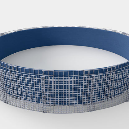 Rund højbed, udvendig diameter 502 cm, højde 50 cm, maskestørrelse 5 x 5 cm, vægtykkelse 15 cm