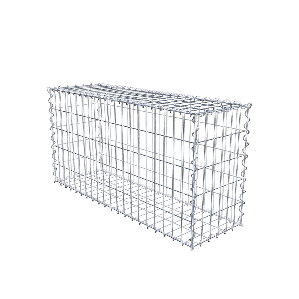 Gabião 100 cm x 50 cm x 30 cm (C x A x P), malhagem 5 cm x 10 cm, espiral