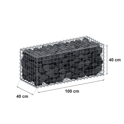 Gabião 100 cm x 40 cm x 40 cm (C x A x P), malhagem 5 cm x 5 cm, espiral