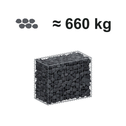 Gabione 100 cm x 80 cm x 50 cm (L x H x T), Maschenweite 5 cm x 10 cm, Spirale