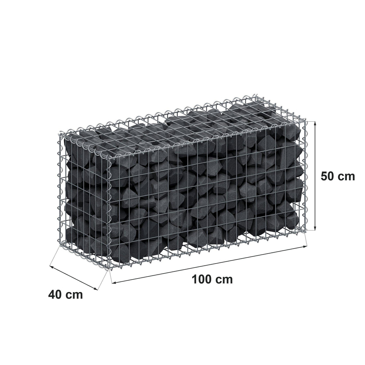 Schanskorf 100 cm x 50 cm x 40 cm (L x H x D), maaswijdte 5 cm x 10 cm, spiraalvormig