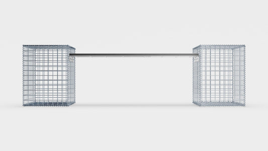 Banco de gabiões com 2 gabiões em espiral, 205 cm de comprimento x 60 cm de altura x 40 cm de profundidade, galvanizado, MW 5 x 5 cm, com tampo reciclado em antracite