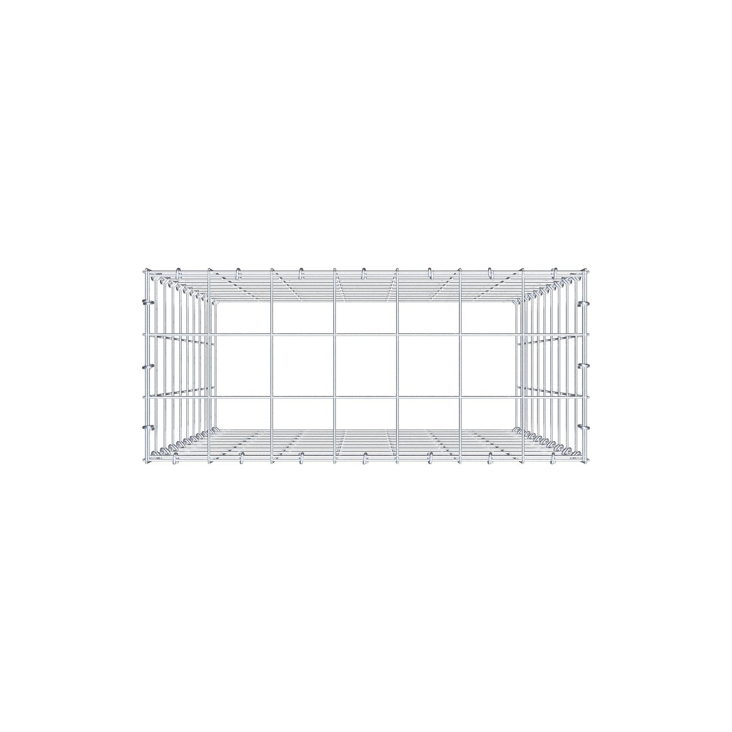 Typ 3 påbyggnadsgabion 100 cm x 70 cm x 30 cm (L x H x D), maskstorlek 10 cm x 10 cm, C-ring