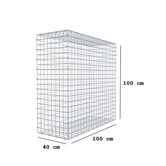 Gabion 100 cm x 100 cm x 40 cm (L x H x D), maskestørrelse 5 x 5 cm, spiralring