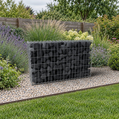 Gabião 100 cm x 60 cm x 20 cm (C x A x P), malhagem 5 cm x 10 cm, espiral