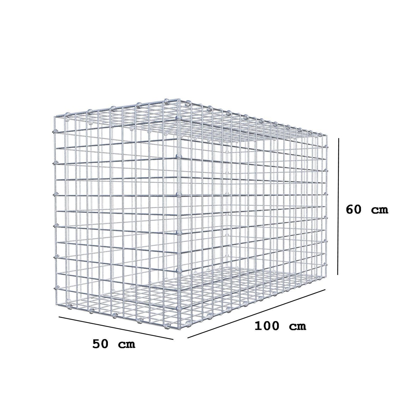 Gabion 100 cm x 60 cm x 50 cm (L x H x D), maskstorlek 5 x 5 cm, spiralring