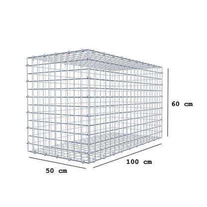 Gabion 100 cm x 60 cm x 50 cm (L x H x D), maskstorlek 5 x 5 cm, spiralring