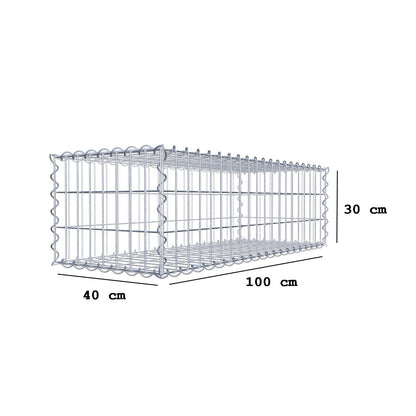 Gabbione 100 cm x 30 cm x 40 cm (L x H x P), maglia 5 cm x 10 cm, spirale