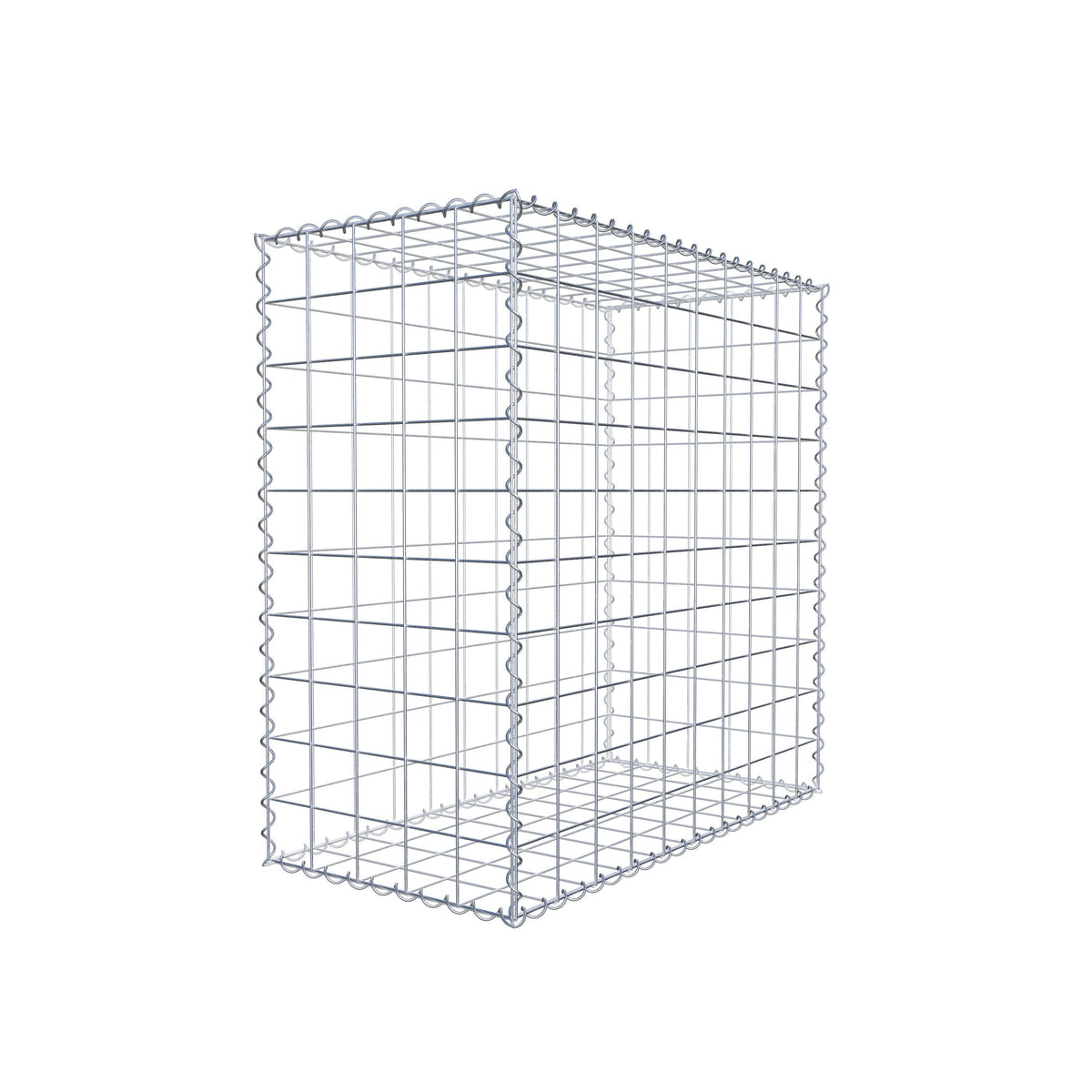 Gabião 100 cm x 100 cm x 50 cm (C x A x P), malhagem 10 cm x 10 cm, espiral