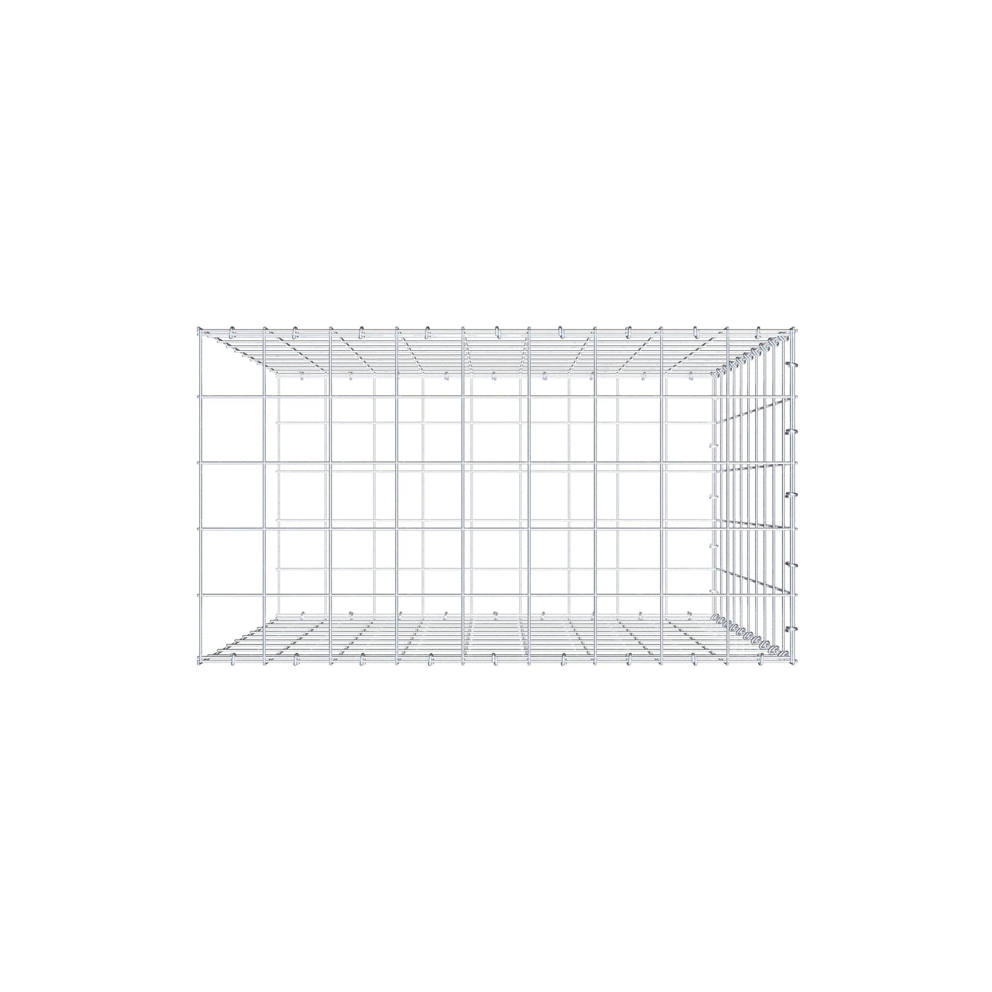 Monteret gabion type 2 100 cm x 90 cm x 50 cm (L x H x D), maskestørrelse 10 cm x 10 cm, C-ring