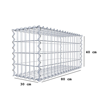 Gabião 80 cm x 40 cm x 30 cm (C x A x P), malhagem 5 cm x 10 cm, espiral
