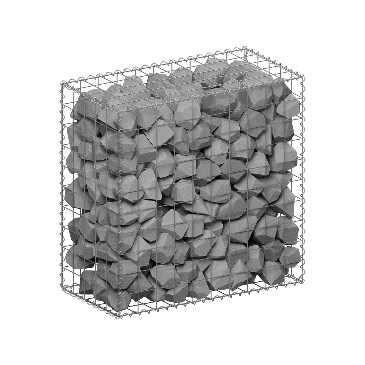 Gabião 100 cm x 100 cm x 50 cm (C x A x P), malhagem 10 cm x 10 cm, espiral