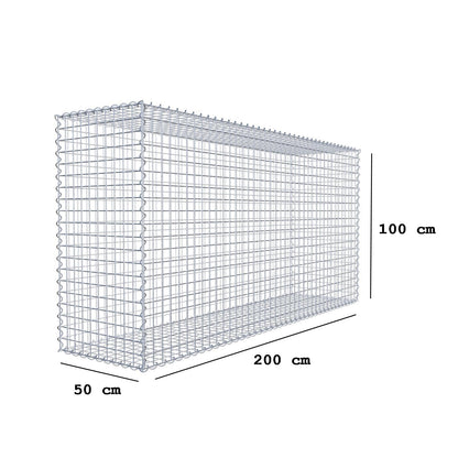 Gavión 200 cm x 100 cm x 50 cm (largo x alto x fondo), malla 5 cm x 5 cm, en espiral