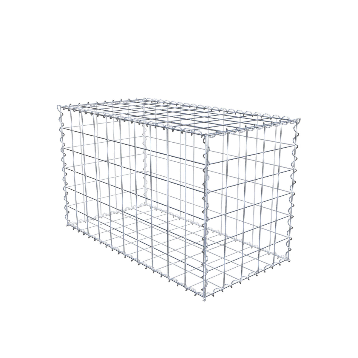 Gabião 100 cm x 60 cm x 50 cm (C x A x P), malhagem 10 cm x 10 cm, espiral