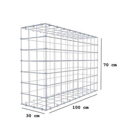 Gabion 100 cm x 70 cm x 30 cm (L x H x D), maskstorlek 10 x 10 cm, spiralring