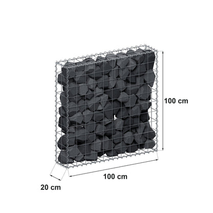 Gabion 100 cm x 100 cm x 20 cm (L x H x D), maskstorlek 10 cm x 10 cm, spiral