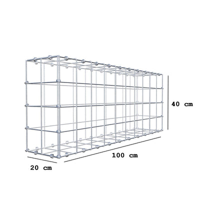 Gabião 100 cm x 40 cm x 20 cm (C x A x P), malhagem 10 x 10 cm, anel espiral