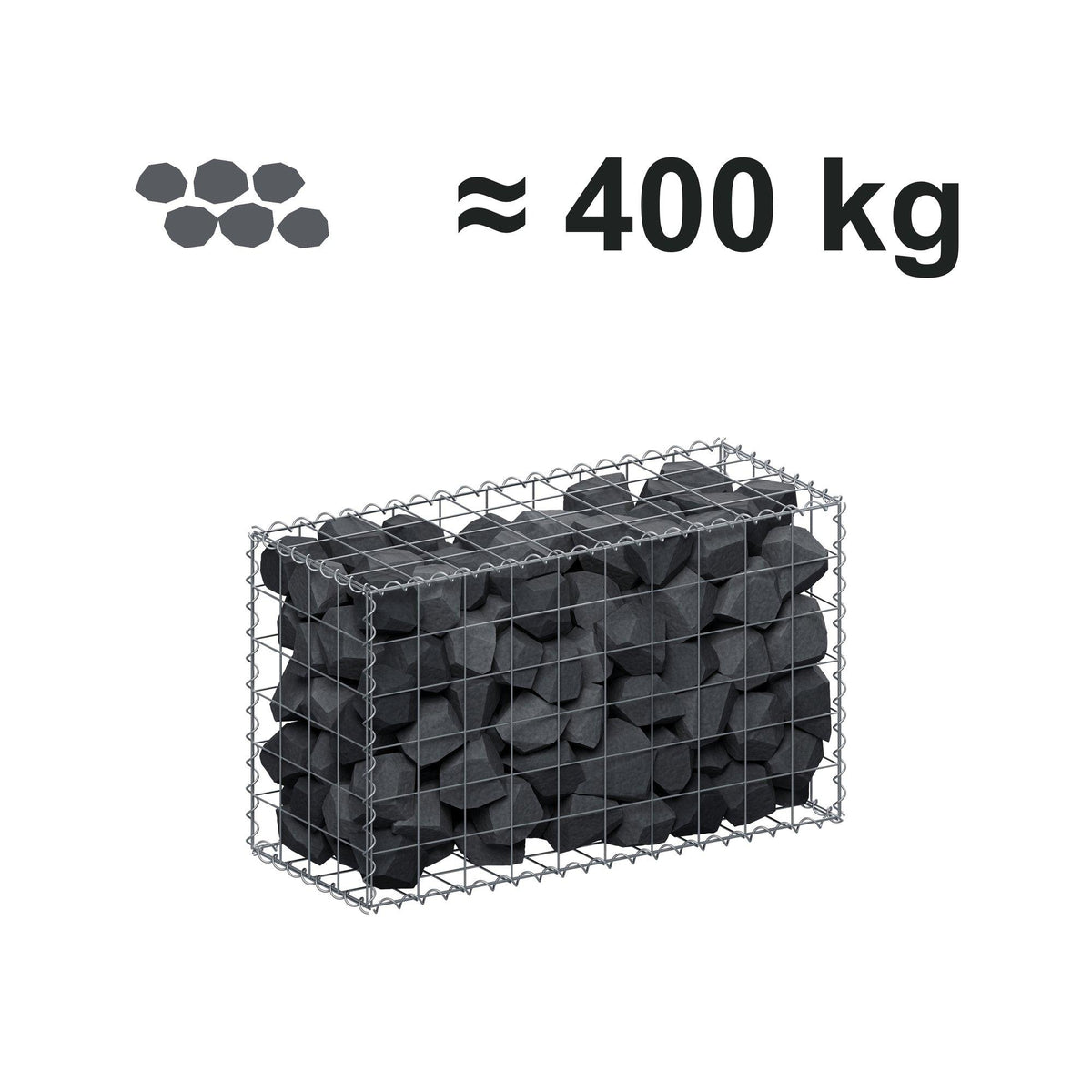 Gabion 100 cm x 60 cm x 40 cm (L x H x D), maskstorlek 10 cm x 10 cm, spiral