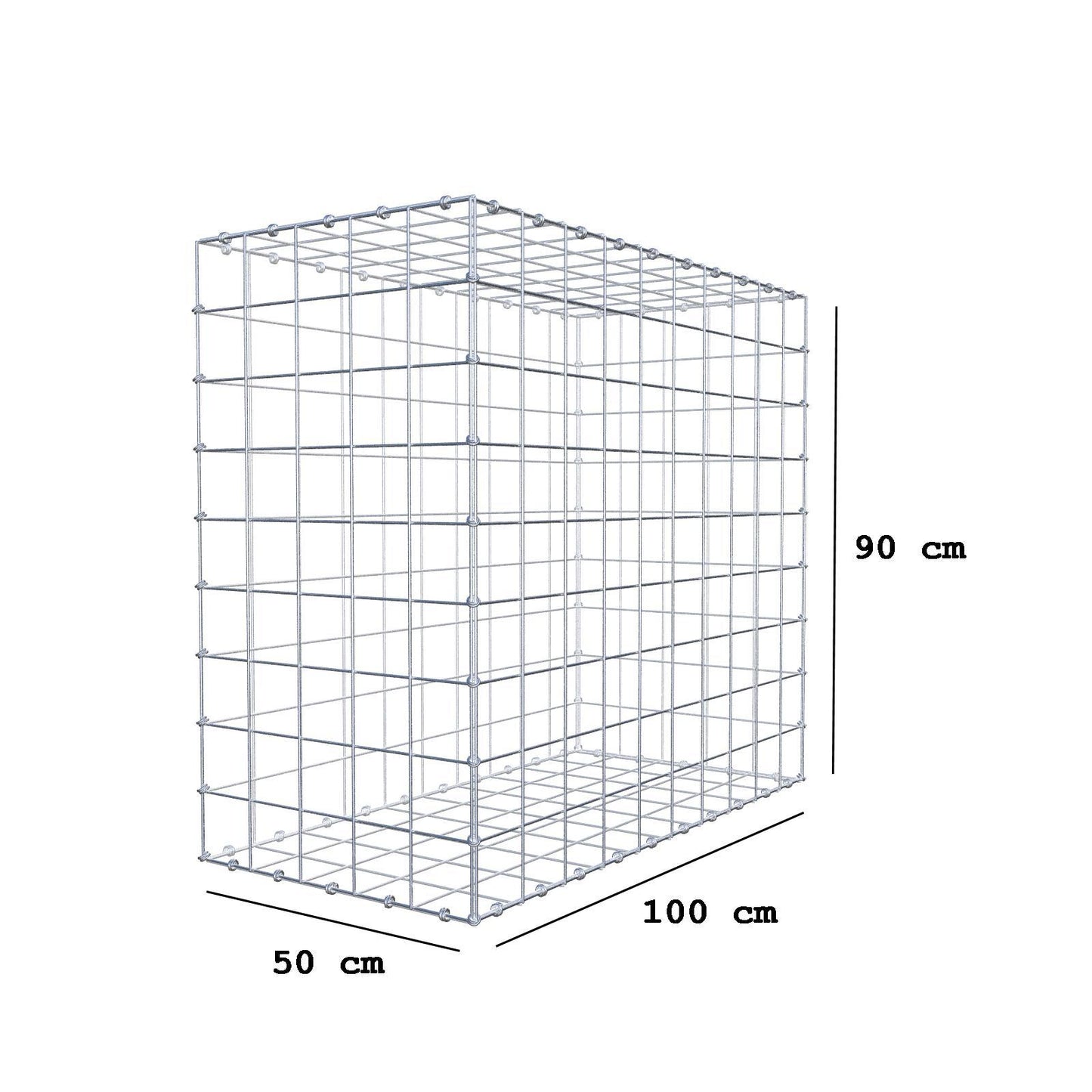 Gabion 100 cm x 90 cm x 50 cm (L x H x P), mailles 10 x 10 cm, anneau en spirale