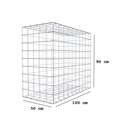 Gabion 100 cm x 90 cm x 50 cm (L x H x P), mailles 10 x 10 cm, anneau en spirale