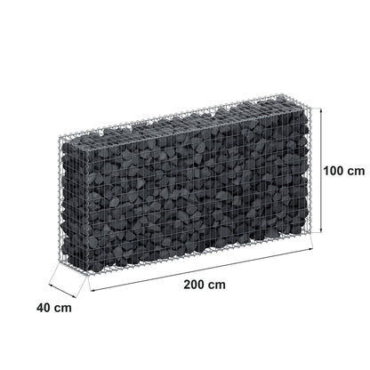 Gabion 200 cm x 100 cm x 40 cm (L x H x D), maskstorlek 5 cm x 10 cm, spiral
