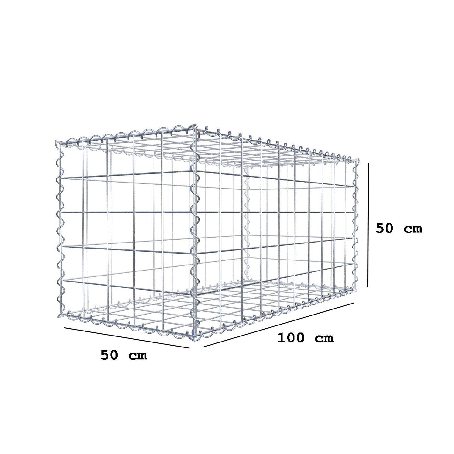 Set van 2 schanskorven 100 cm x 50 cm x 50 cm (L x H x D), maaswijdte 10 x 10 cm, spiraalvormig