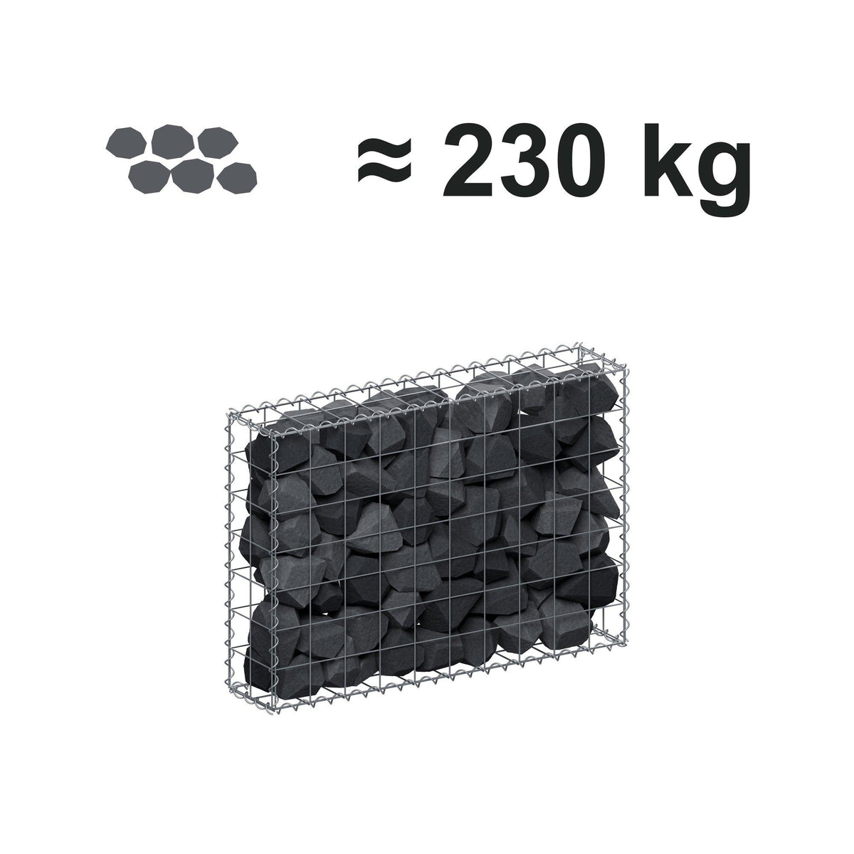Gabion 100 cm x 70 cm x 20 cm (L x H x D), maskstorlek 10 cm x 10 cm, spiral