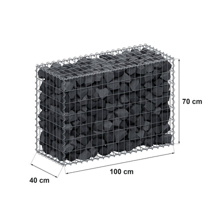 Gabion 100 cm x 70 cm x 40 cm (L x H x D), maskestørrelse 5 cm x 10 cm, spiral