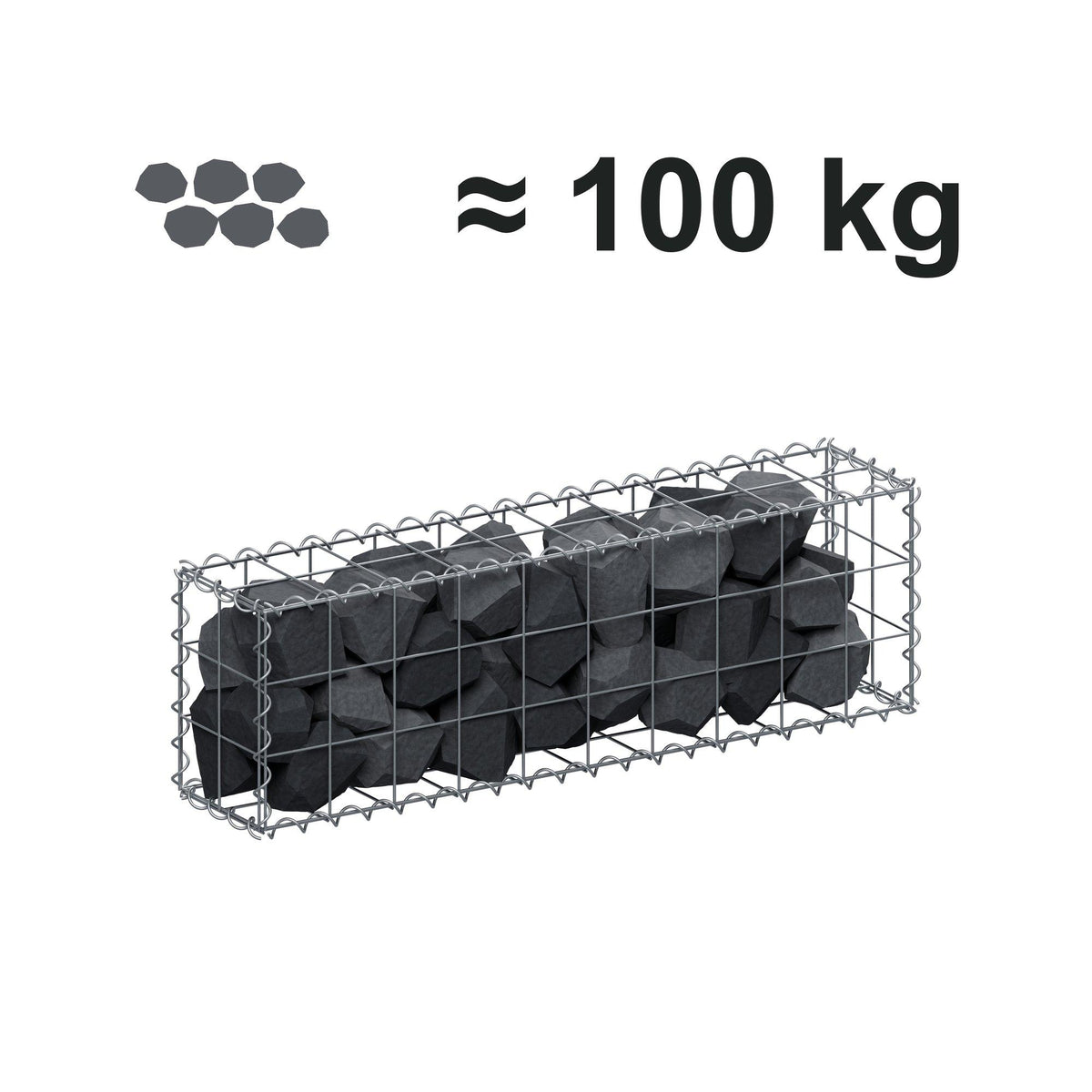 Gabião 100 cm x 30 cm x 20 cm (C x A x P), malhagem 10 cm x 10 cm, espiral