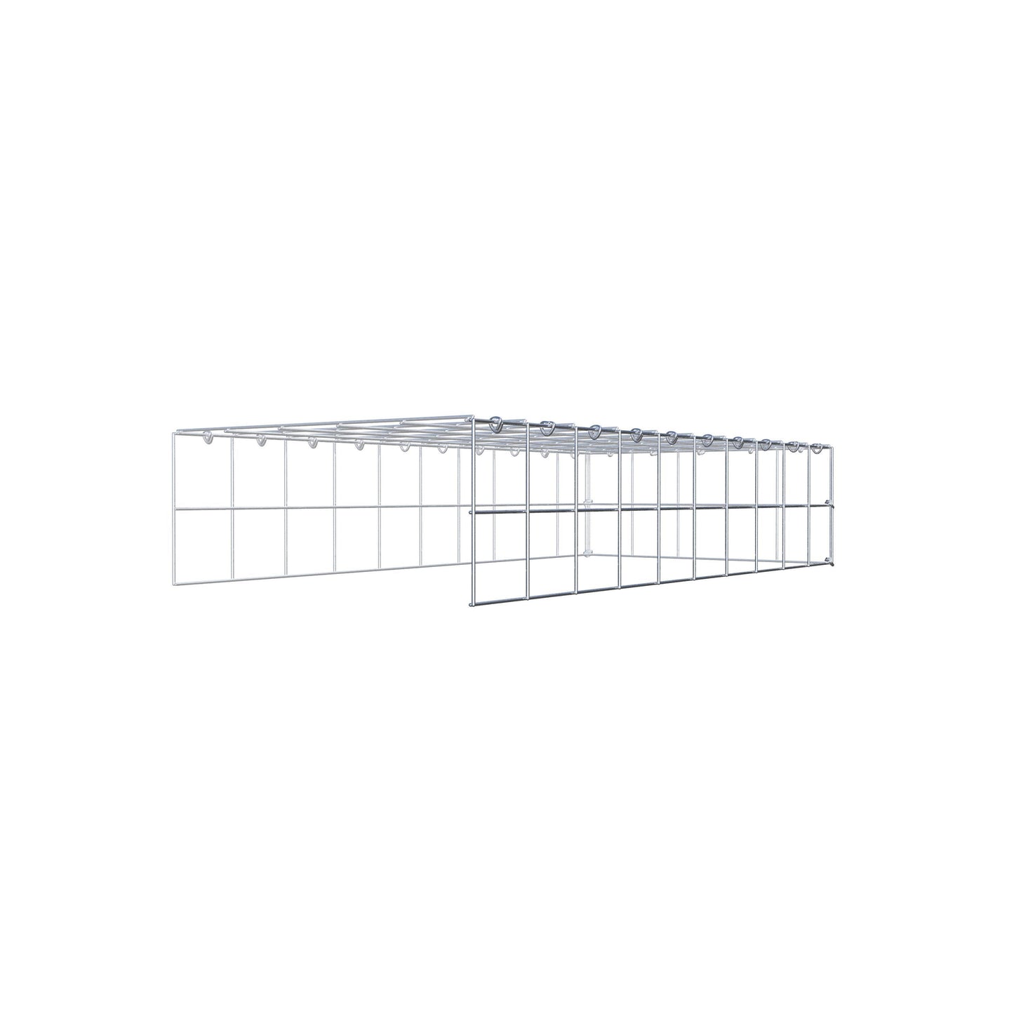Mounted gabion type 4 100 cm x 20 cm x 50 cm (L x H x D), mesh size 10 cm x 10 cm, C-ring