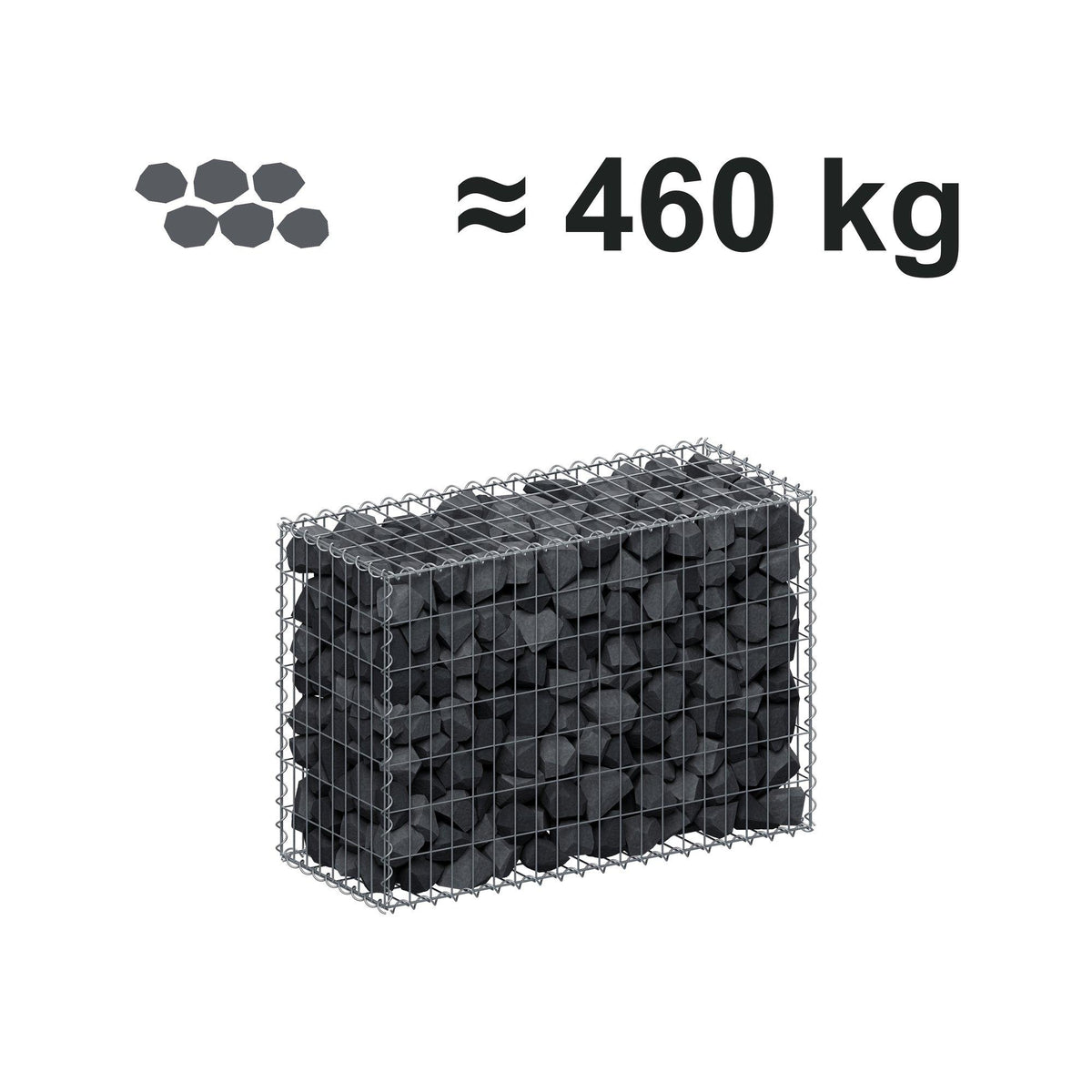 Gabion 100 cm x 70 cm x 40 cm (L x H x D), maskestørrelse 5 cm x 10 cm, spiral