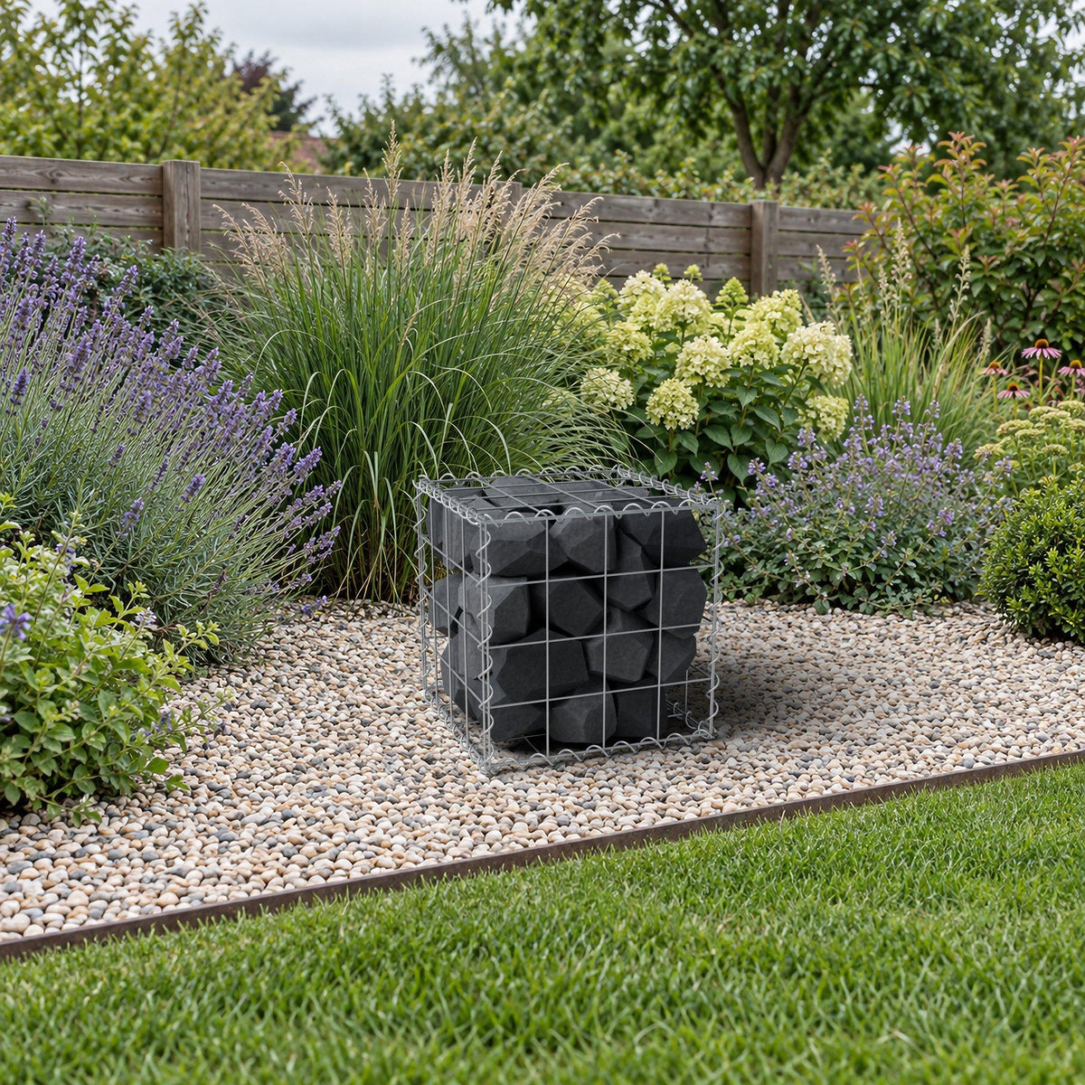 Gabione 40 cm x 40 cm x 40 cm (L x H x T), Maschenweite 10 cm x 10 cm, Spirale