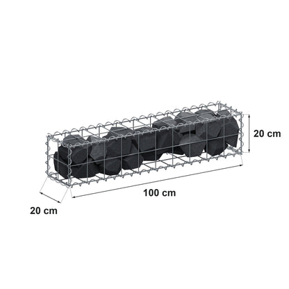 Gabion 100 cm x 20 cm x 20 cm (L x H x D), mesh size 10 cm x 10 cm, spiral
