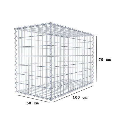 Schanskorf 100 cm x 70 cm x 50 cm (L x H x D), maaswijdte 5 cm x 10 cm, spiraalvormig