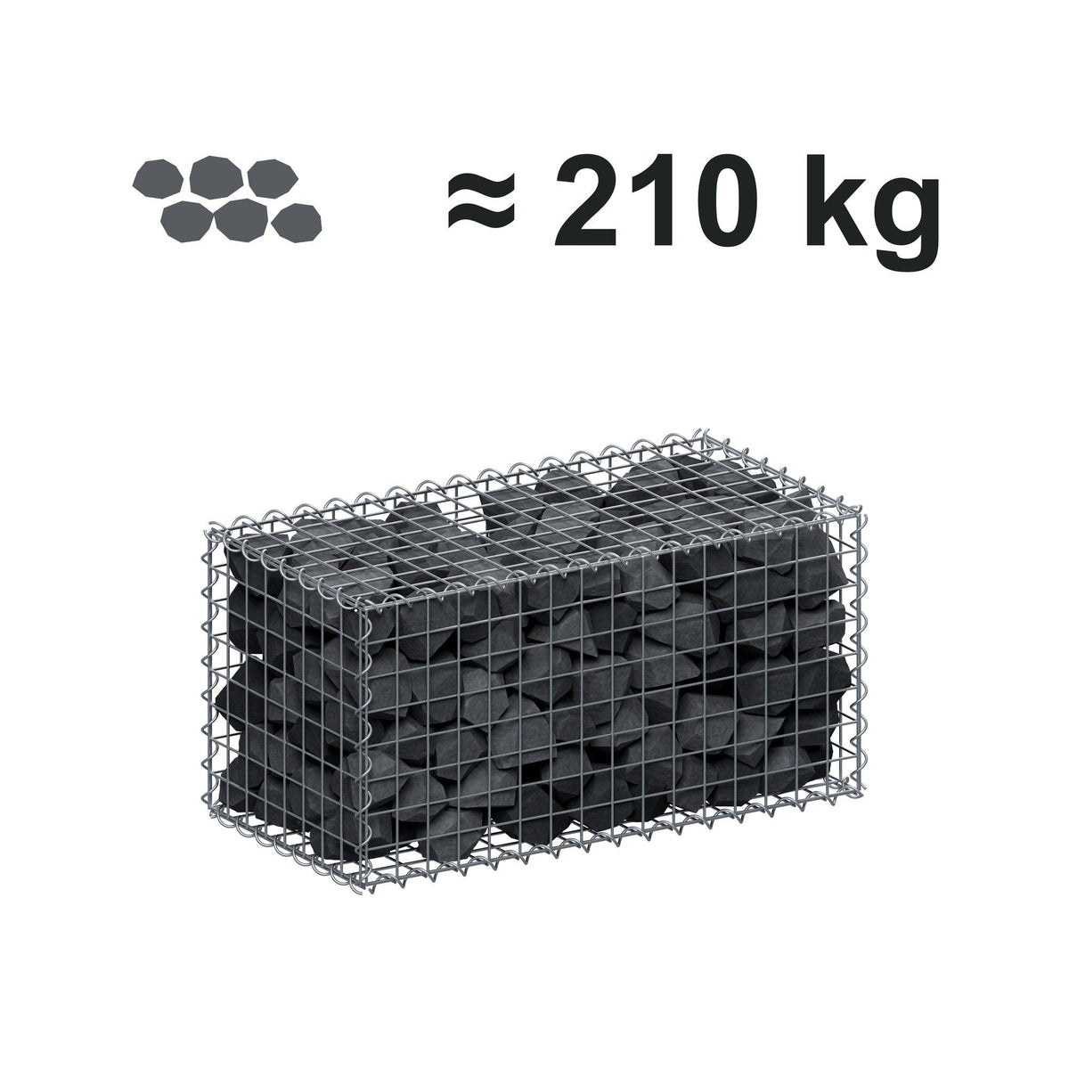 Schanskorf 80 cm x 40 cm x 40 cm (L x H x D), maaswijdte 5 cm x 5 cm, spiraalvormig