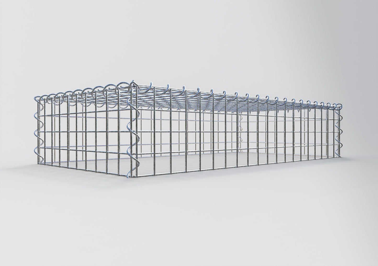 Opvokset gabion type 3 100 cm x 20 cm x 50 cm (L x H x D), maskestørrelse 5 cm x 5 cm, spiral