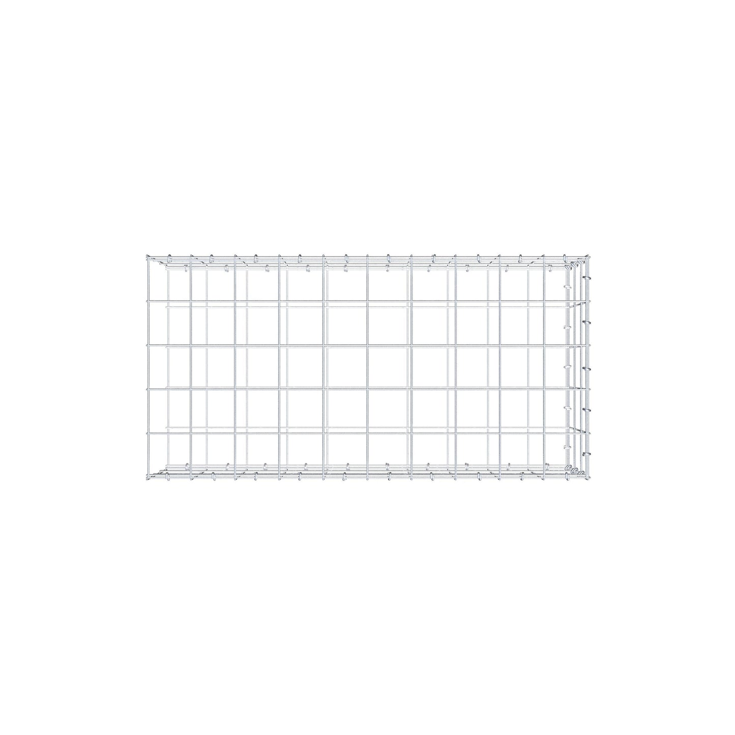 Typ 2 påbyggnadsgabion 100 cm x 30 cm x 50 cm (L x H x D), maskstorlek 10 cm x 10 cm, C-ring