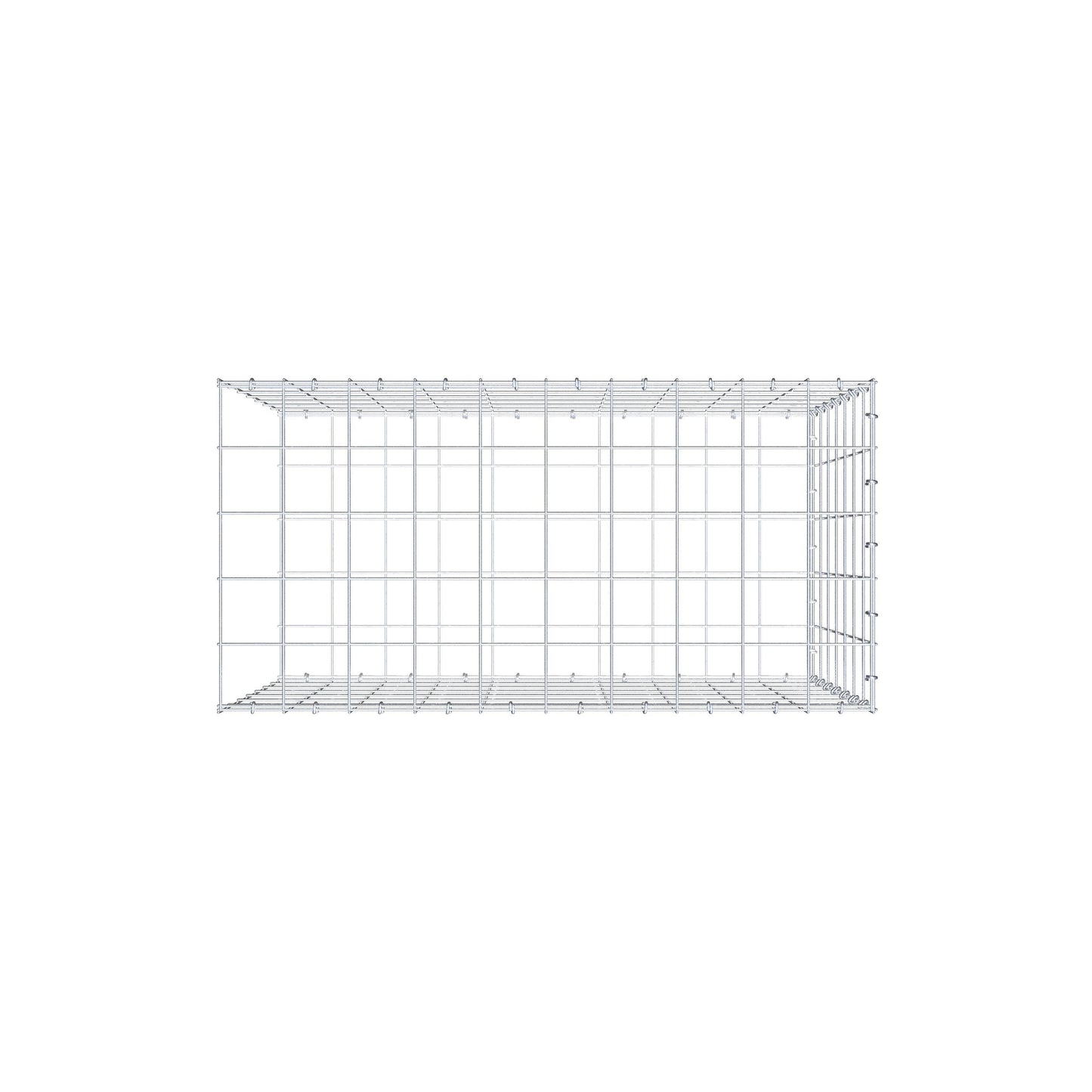 Monteret gabion type 2 100 cm x 70 cm x 50 cm (L x H x D), maskestørrelse 10 cm x 10 cm, C-ring
